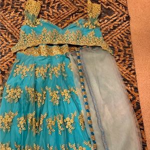 Green color lengha